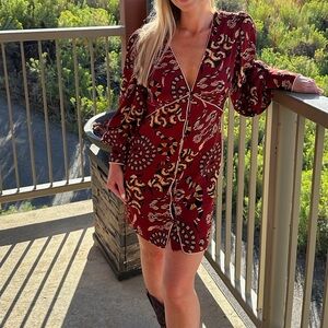 Farm Rio for Anthropologie dress in wine